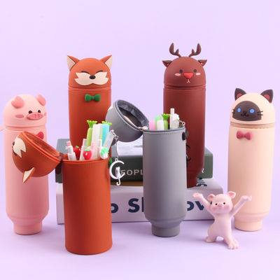 Хорошая цена. Многофункциональный 2-в-1 силиконовый карандаш держатель сумка легко очистить школьные канцелярские принадлежности для детей канцелярские принадлежности для рождественского подарка онлайн