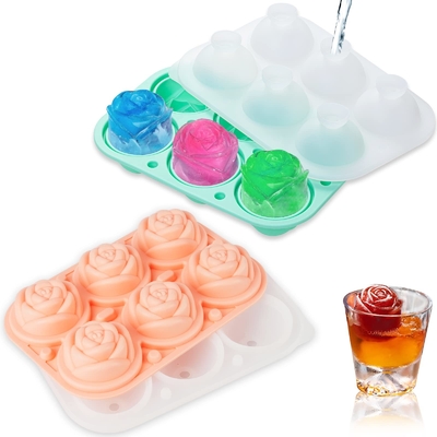 Силиконовые розовые ледяные кубики для коктейлей Виски XL Rose Flower Ice Cube Chocolate Soap Tray Mold Силиконовый партийный производитель
