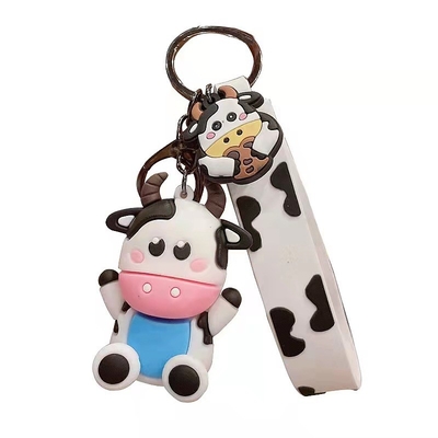 Персонализированные 3D Силиконовые коровьи животные ключи Pendant Keychain для сумочки и рюкзака
